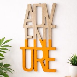 Adventure Wood Wall Plaque Art Decor Sign 16.5” X 8.5” Laser Cut Script NEW